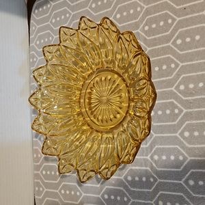 Vintage Gold Federal Glass Candy Fruit Bowl Petal Pattern